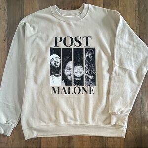 POST MALONE Hanes Cream Graphic Oversized Sweatshirt